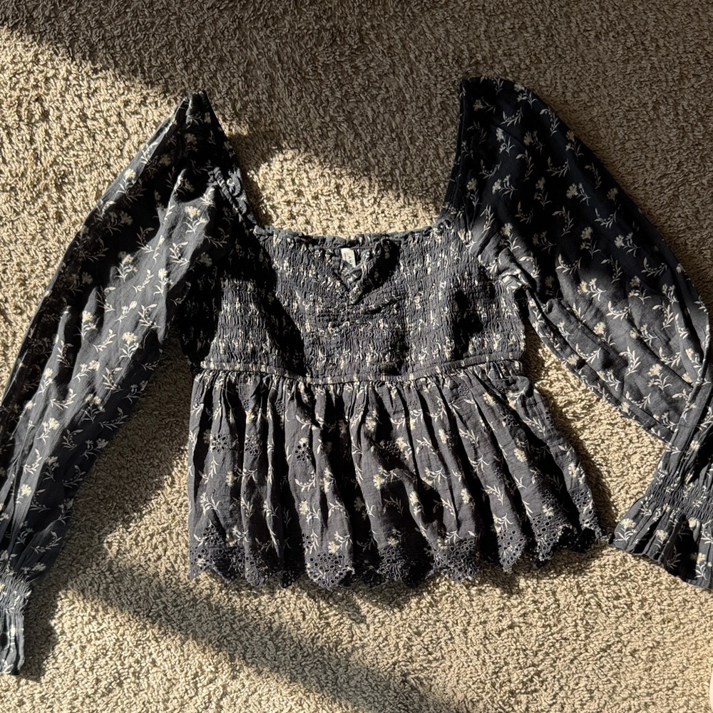 American Eagle Smocked Babydoll Blouse